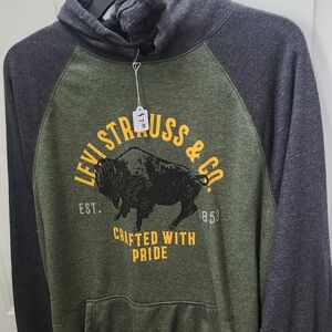 Levi's Green and Gray Hoodie with Yellow Logo